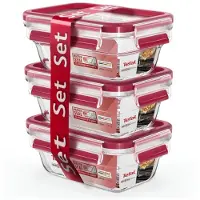 Tefal MasterSeal N10511, Set, Rechteckig, 0,45 l, Transparent, Rot, Glas, 420 °C