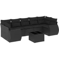 vidaXL 8-tlg. Garten-Sofagarnitur mit Kissen Schwarz Poly Rattan