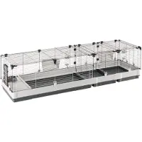 Ferplast Meerschweinchen Käfig, 205 x 60 x 50 cm, inkl. Häuschen und Zubehör, viel Platz für Kaninchen