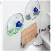 InnovaGoods Kitchen Organizer Smarack, Deckelhalter de kitchen pack de 3 pcs, selbstklebendes Gitter für Deckel de Topf, Deckelhalter de kitchen, starke Haftung einfach de installieren grau & grün