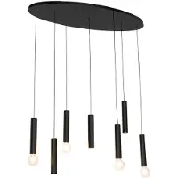 QAZQA - Design Design-Hängelampe I Pendellampe I Pendelleuchte schwarz oval 7-flammig - TubaI 4-flammig I Wohnzimmer I Schlafzimmer - Stahl Oval - LED geeignet E27