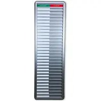 Combicraft Anwesendheitstafel bzw. Abwesenheitstafel "Presente-Assente" in einem silberfarbenen Aluminiumschiebeprofil für 30 Personen - 257 x 830 mm