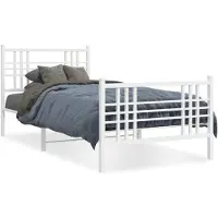 vidaXL Bettgestell mit Kopf- und Fußteil Metall Weiß 90x190 cm