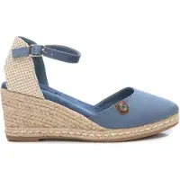 Refresh für Damen. 17188206-JEANS Espadrilles aus Leder 71882 blau (35), 5 bis 8 cm, Wildleder, Schnalle, Lässig