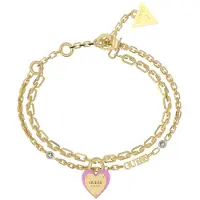 GUESS All You Need is Love Delicate Double Bracelet JUBB04206JWYGPK - Length: 18.5 cm