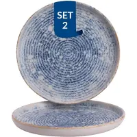 James Cooke Azure Vintage, Teller flach, Ø 22 cm, 2 Stück, blau/weiß Steinzeug