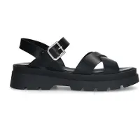 Manfield Schwarze Ledersandalen | Größe 38