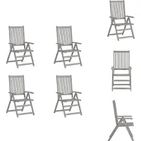 vidaXL Verstellbare Gartenstühle 4 Stk. Grau Massivholz Akazie - Gartenstühle