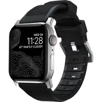 Nomad Robustes Armband FKM für Apple Watch | 44/45/46/49 mm - Silber / Schwarz