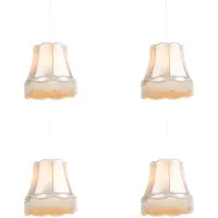 QAZQA - Retro Set mit 4-flammig Retro-Hängelampe I Pendellampe I Pendelleuchten creme 4-flammig5 cm - Granny I Wohnzimmer I Schlafzimmer - Textil Rund - LED geeignet E27