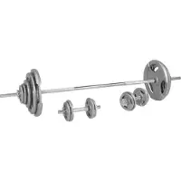 Gorilla Sports Hantelset 100kg - 18 Gusseisen Hantelscheiben, Langhantelstange 170cm, Kurzhanteln, 30mm, Sternverschlüsse, Griff gerändelt, Rutschfest, Chrom - Hantel Set, Gewichten, Langhantel Set