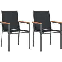 vidaXL Gartenstühle 2 Stk. Schwarz 55x61,5x90 cm Textilene und Stahl