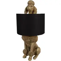 Clayre & Eef Tischlampe Hund Pudel 30x28x57 cm Goldfarbig Schwarz Polyresin