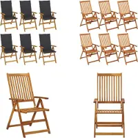 vidaXL Klappbare Gartenstühle 6 Stk. mit Auflagen Massivholz Akazie - Gartenstuhl - Gartenstühle - Essstuhl - Essstühle