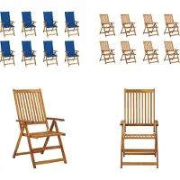 vidaXL Klappbare Gartenstühle mit Kissen 8 Stk. Massivholz Akazie - Gartenstuhl - Gartenstühle - Stuhl - Stühle