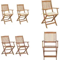 vidaXL Klappbare Gartenstühle 2 Stk. mit Kissen Massivholz Akazie - Gartenstuhl - Gartenstühle - Gartensessel - Klappstuhl