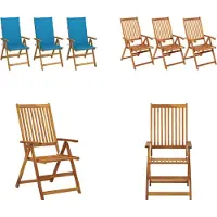 vidaXL Klappbare Gartenstühle 3 Stk. mit Auflagen Massivholz Akazie - Gartenstuhl - Gartenstühle - Essstuhl - Essstühle