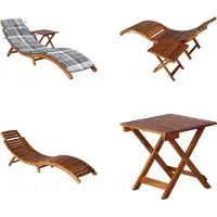 vidaXL Sonnenliege mit Tisch und Auflage Massivholz Akazie - Sonnenliege Mit Tisch - Sonnenliegen Mit Tischen - Holz-Sonnenliege Mit Tisch - Holz-Sonnenliegen Mit Tischen