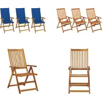vidaXL Klappbare Gartenstühle 3 Stk. mit Auflagen Massivholz Akazie - Gartenstuhl - Gartenstühle - Essstuhl - Essstühle