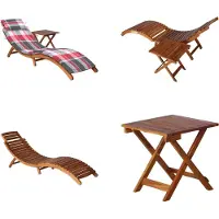 vidaXL Sonnenliege mit Tisch und Auflage Massivholz Akazie - Sonnenliege Mit Tisch - Sonnenliegen Mit Tischen - Holz-Sonnenliege Mit Tisch - Holz-Sonnenliegen Mit Tischen