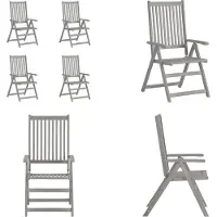 vidaXL Verstellbare Gartenstühle 4 Stk. Grau Massivholz Akazie - Gartenstuhl - Gartenstühle - Stuhl - Stühle