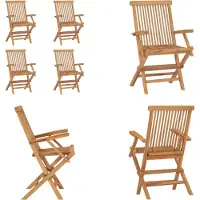 vidaXL Klappbare Gartenstühle 4 Stk. Massivholz Teak - Gartenstuhl - Gartenstühle - Gartenstuhl Aus Holz - Stuhl Für Den Außenbereich