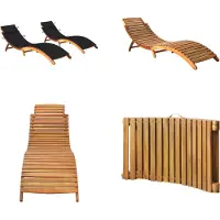 vidaXL Sonnenliegen 2 Stk. mit Auflagen Massivholz Akazie - Sonnenliege - Sonnenliegen - Sonnenliege Holz - Sonnenliege Massivholz