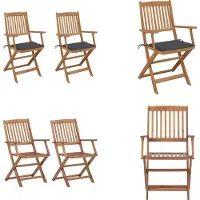 vidaXL Klappbare Gartenstühle 2 Stk. mit Kissen Massivholz Akazie - Gartenstuhl - Gartenstühle - Gartensessel - Klappstuhl