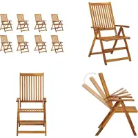 vidaXL Klappbare Gartenstühle 8 Stk. Massivholz Akazie - Gartenstuhl - Gartenstühle - Stuhl - Stühle