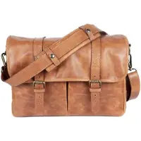Bronkey Roma Leder-Messenger-Tasche, Hellbraun