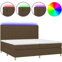 vidaXL Boxspringbett mit Matratze & LED Dunkelbraun 200x200 cm Stoff