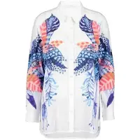 DIDI Big Blouse Panel In White With Azur Fusion Panel Größe: 36 | Longsleeves Outlet | Damen | Weiß