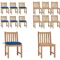 vidaXL Gartenstühle 6 Stk. mit Kissen Massivholz Teak - Gartenstuhl - Gartenstühle - Holz-Gartenstuhl - Holz-Gartenstühle