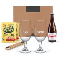Yoursurprise Geschenkset mit Bier, Biergläser mit Gravur, Nüsse & Flaschenöffner
