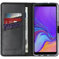 Selencia Samsung Galaxy A7 (2018) Hülle - Echtes Leder - - Klapphülle - Schwarz