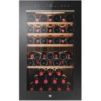 Haier Wine Bank 50 Serie 5 HWS49GA, Weinkühler mit Kompressor, Freistehend, 49 Flasche(n), F, Schwarz, Schwarz
