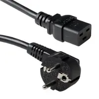 ACT Stromkabel Netzstecker CEE 7/7 Stecker (abgewinkelt) - C19 schwarz 1,2 m, 1,2 m, C19-Koppler, CEE7/7, 230 V, 16 A