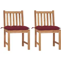 vidaXL Gartenstühle 2 Stk. mit Kissen Massivholz Teak