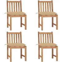 vidaXL Gartenstühle 4 Stk. mit Kissen Massivholz Teak