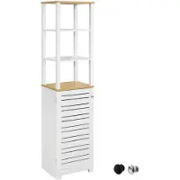 SoBuy BZR43-W Badezimmer Hochschrank Badschrank Badezimmerschrank Standregal