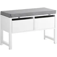 SoBuy Aufbewahrungsbank mit gepolstertem Sitz - 2 Schubladen - Max. 150 kg - 72 x 30 x 46 cm - Weiß/ Grau
