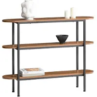 SoBuy Beistelltisch mit 3 Ablagen - Max. 60 kg - Modern - 110 x 25 x 86 cm - Braun/ Schwarz