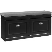SoBuy FSR64-SCH Schuhablage Bank Schuhschrank 2 Klappen mit Kissen - Schwarz