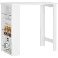 SoBuy Bartisch mit 3 Fächern - Weiß - 106x57x112 cm