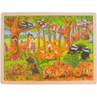 Goki Einlegepuzzle Tierkinder im Wald