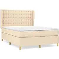vidaXL Boxspringbett mit Matratze Creme 140x190 cm Stoff