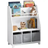 SoBuy Aufbewahrungsschrank für Kinder mit 3 Körben - Max. 50 kg - 63 x 28 x 80 cm - Weiß / Grau