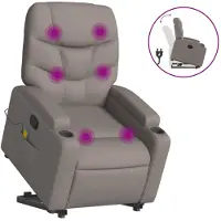 vidaXL Massagesessel mit Aufstehhilfe Taupe Stoff