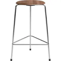 Fritz Hansen High Dot Counter Stool 3-legs Walnut Veneer - , Holz, Metall
