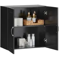 SoBuy FRG231-SCH Badezimmerschrank Hängeschrank Badschrank mit Zwei Türen Küchenschrank Medizinschrank Wandschrank Badmöbel schwarz BHT ca: 60x60x30cm